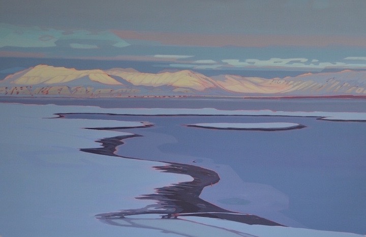 Pink Sky At Night, Svalbard, acrylic on canvas, 42