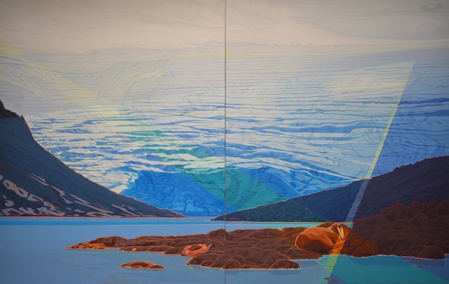 Who Is Saving Whom, Svalbard, acrylic on canvas, 2 panels, 132” x 84” (11’ x 7’)