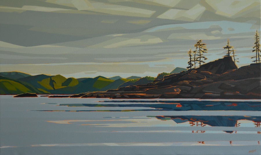 Evening, Gwai Haanas, acrylic on canvas, 24” x 40”