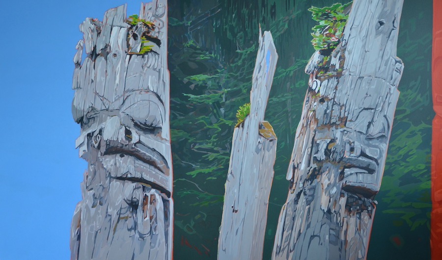 Totem Process, acrylic on canvas, 48” x 84”