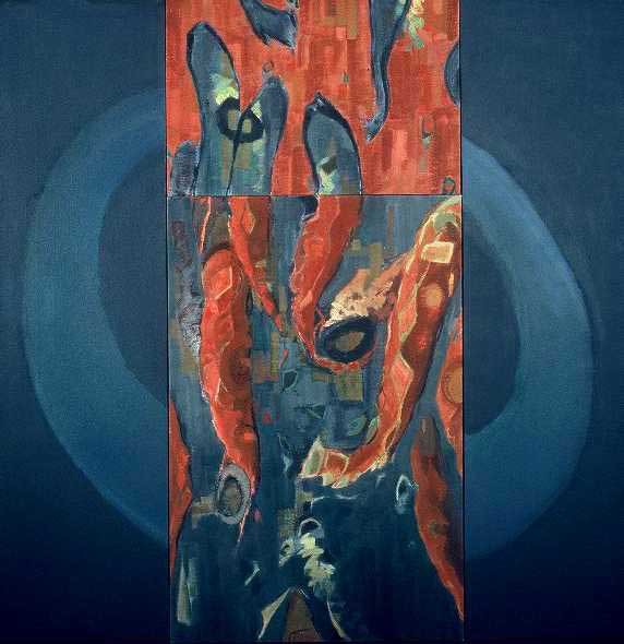 Cycle Of Life, acrylic on canvas, 54” x 55” 