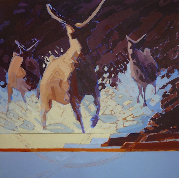 Running the River, acrylic on canvas, 54” x 54”