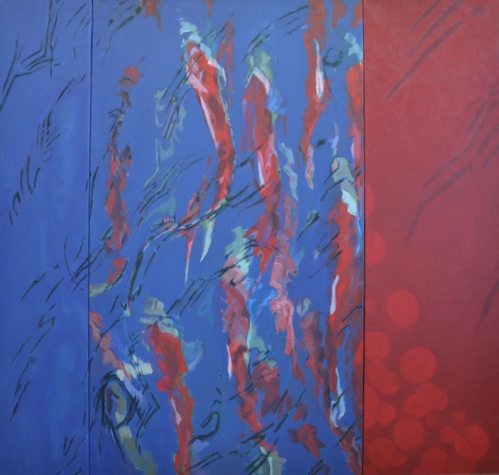 Upstream Journey, acrylic on canvas, 55” x 55”